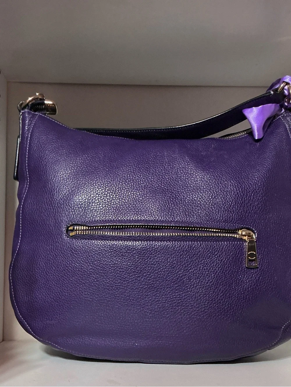Coach Purple Pebbled Leather Hobo Bag